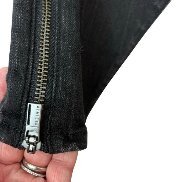 Athleta Womens Jeans Sculptek Denim Carbon Black Wash Zip Ankle Goth Moto Size 6 - Picture 5 of 15